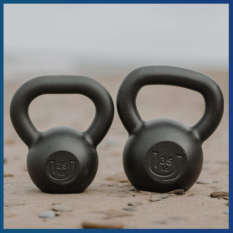 POWDERCOATED Kettlebell [Weights 20Lb 25Lb 35Lb 44Lb 50Lb] **MADE in USA** for Men and Women with Wide Grip Handle, Home Gym, Kettle Bell for Core Fitness, Strength Training, Fitness & Muscle Building