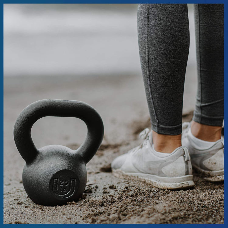 POWDERCOATED Kettlebell [Weights 20Lb 25Lb 35Lb 44Lb 50Lb] **MADE in USA** for Men and Women with Wide Grip Handle, Home Gym, Kettle Bell for Core Fitness, Strength Training, Fitness & Muscle Building